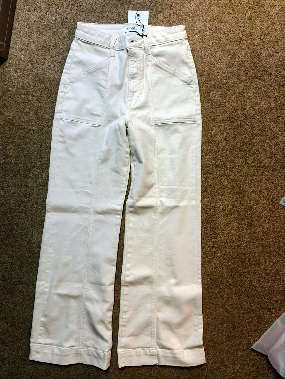 HAPPI Hidden High-Rise Comfort Flare Jeans in Cream